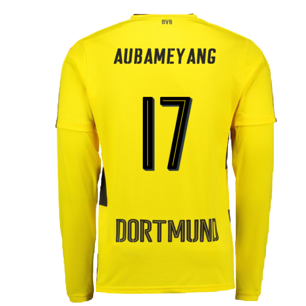 Borussia Dortmund 2017-18 Long Sleeve Home Shirt (S) (Excellent) (Aubameyang 17)_1