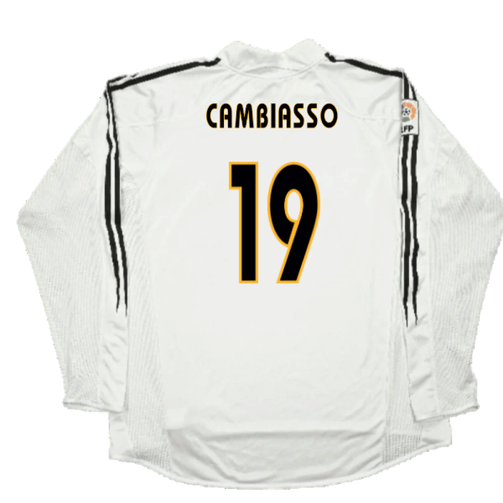 Real Madrid 2003-04 Home Long Sleeve Shirt (M) (Mint) (Cambiasso 19)_1