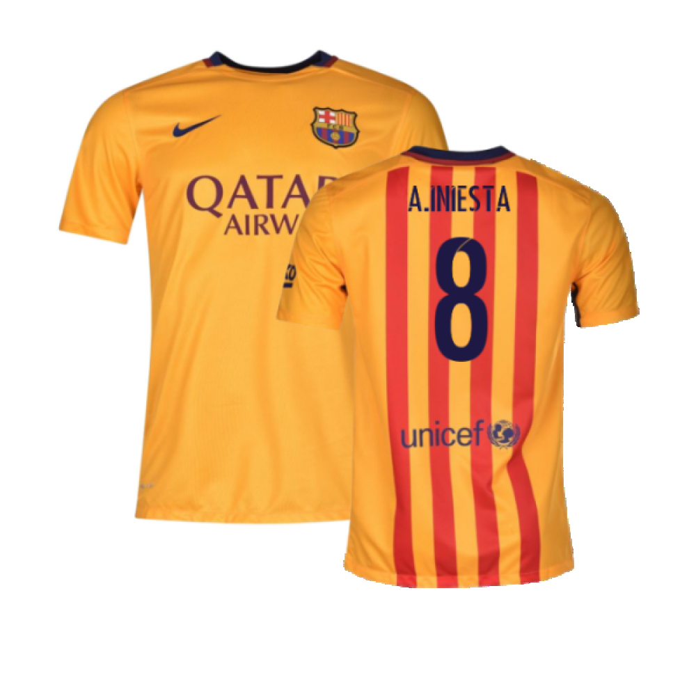 Barcelona 2015-16 Away Shirt (2XL) (Good) (A.Iniesta 8) – Classic