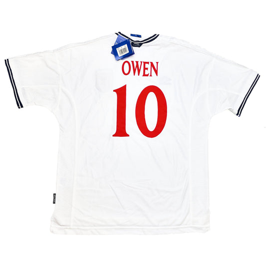 CULT KITS - 1999/01 ENGLAND OWEN #10 *SIGNED* BNWT HOME SHIRT (XXL) UMBRO