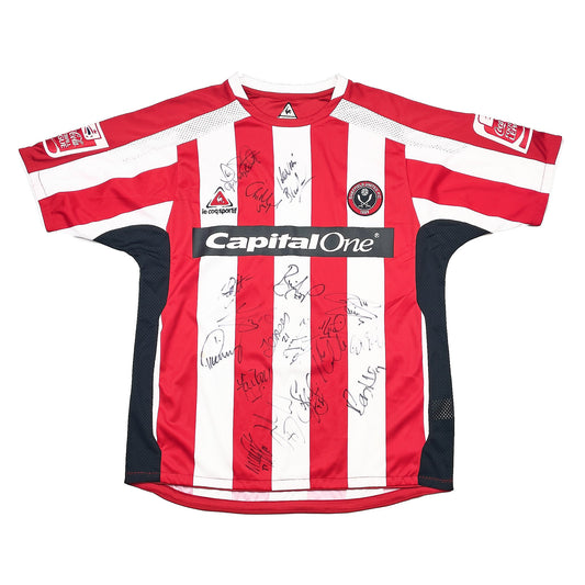 2007/08 SHEFFIELD UNITED HENDRIE #11 *MATCH WORN + SQUAD SIGNED* HOME SHIRT (M) LE COQ SPORTIF