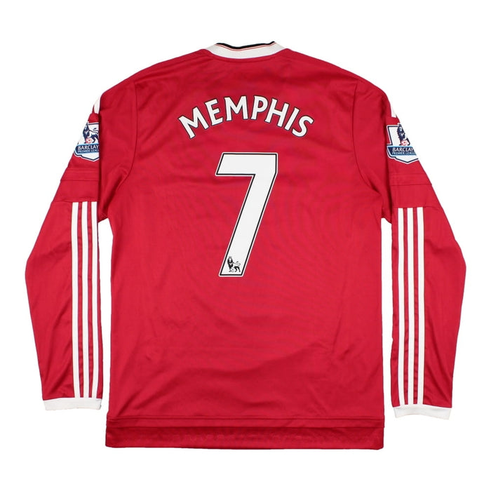 Manchester United 2015-16 Home Long Sleeve Shirt (Memphis #7) ((Excellent) M)