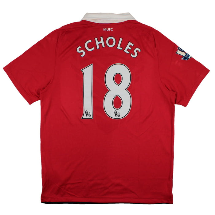 Manchester United 2010-11 Home Shirt (L) Scholes #18 (Excellent)