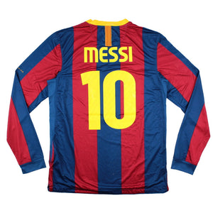 Barcelona 2010-11 Long Sleeve Home Shirt (M) Messi #10 (Fair)_0