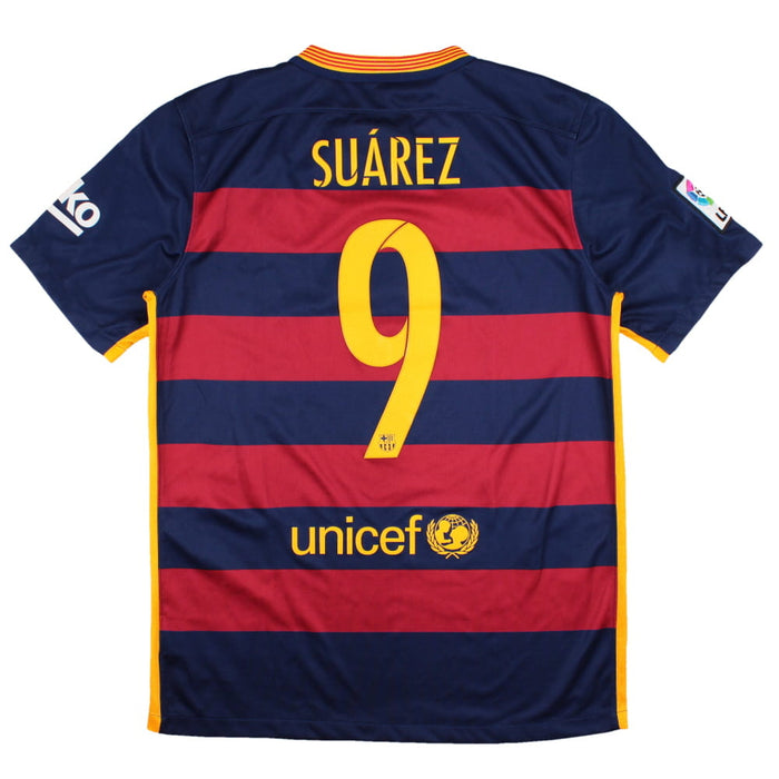 Barcelona 2015-16 Home Shirt (Suarez #9) (M) (Excellent)