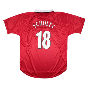 Manchester United 1997-99 European Home Shirt (XL) (Scholes #18) (Excellent)_0