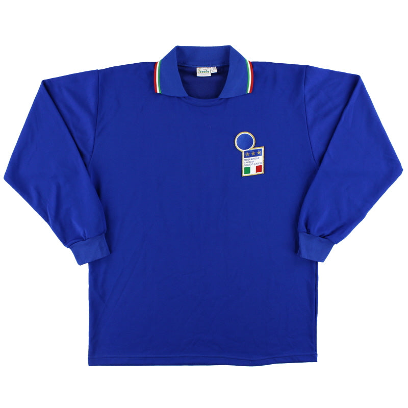 Camiseta de local de jugador de Italia Diadora de manga larga 1986-90 #16 L/S L