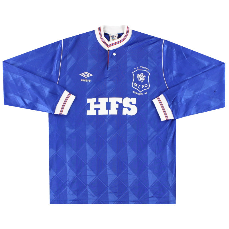 1987-89 Macclesfield Umbro Camiseta de local de partido 'Wembley 89' #4 L