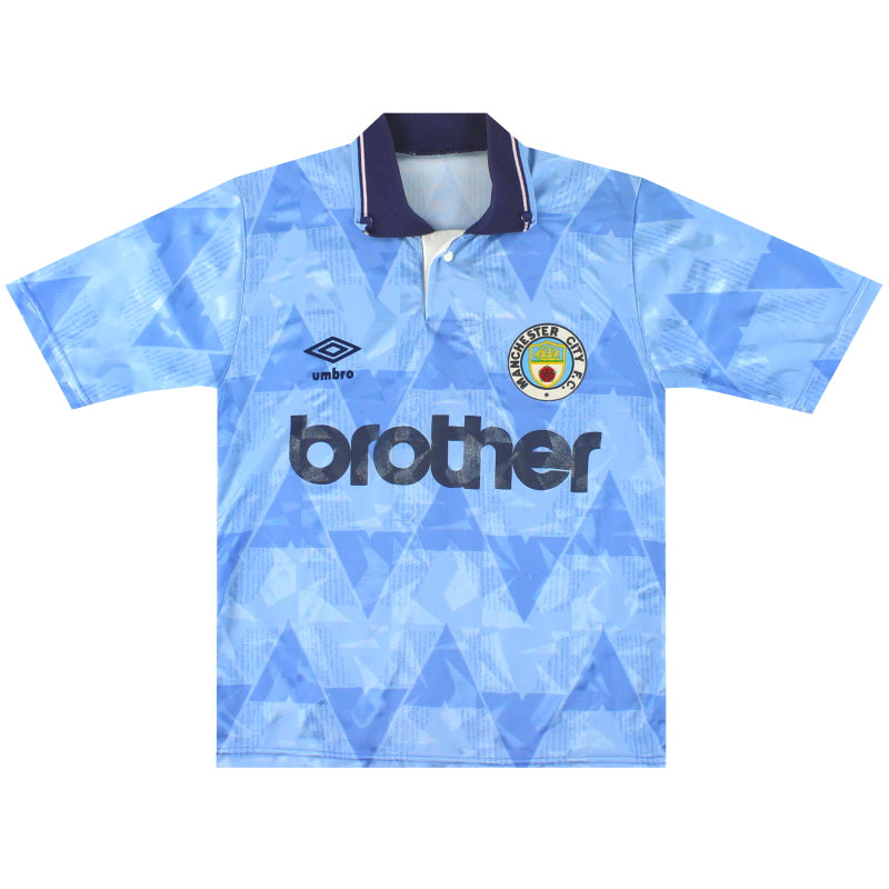 1989-91 Camiseta Umbro Local Manchester City Talla Y