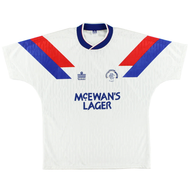 Camiseta Admiral de visitante del Rangers 1990-92, talla XL de niño.