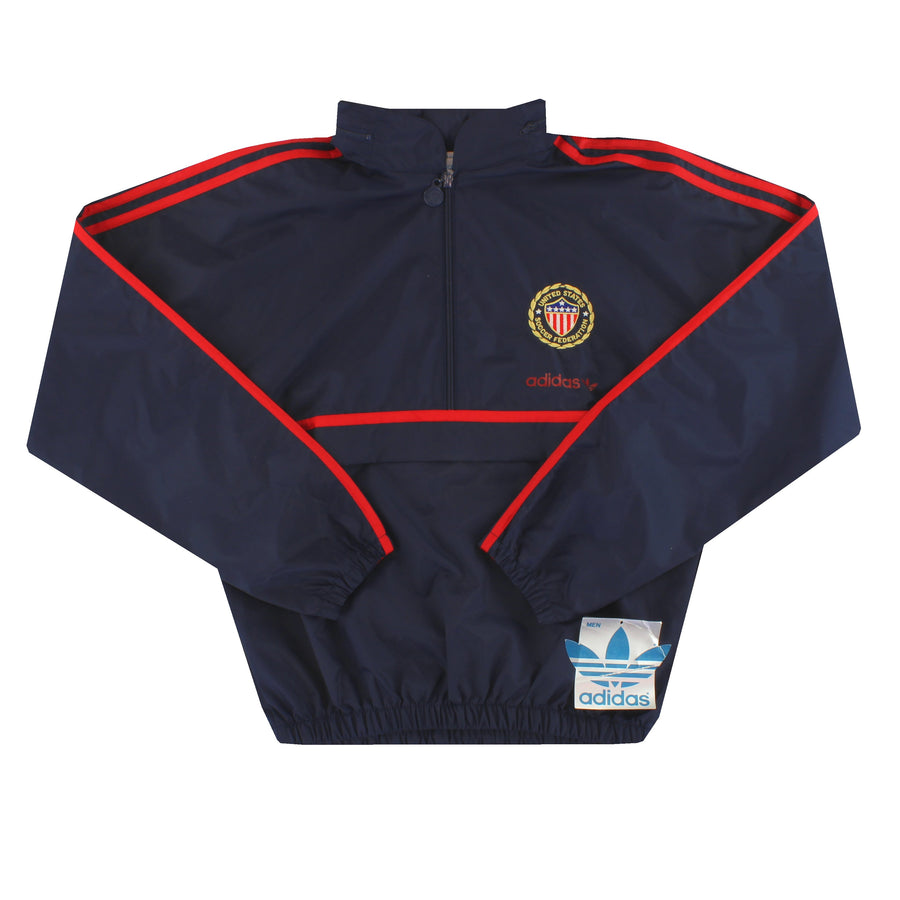 Chaqueta de lluvia adidas USA de 1990-92 con media cremallera *con etiquetas* S