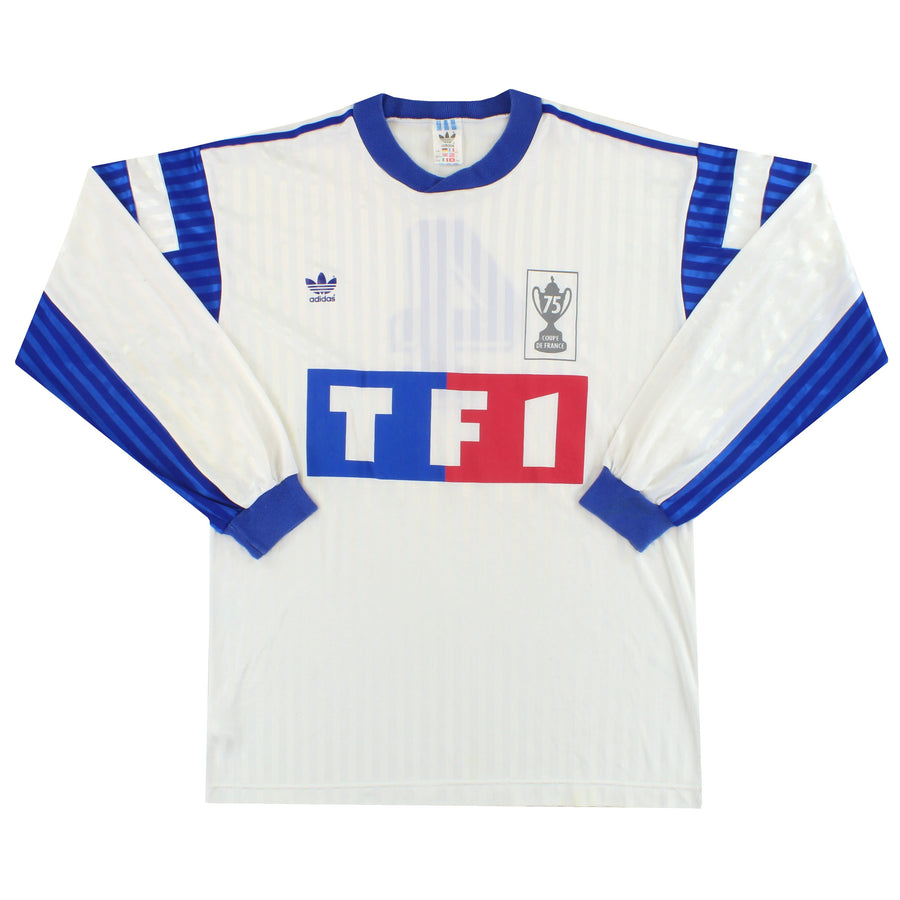 1991-92 AJ Auxerre adidas Coupe de France Camiseta Local #4 Manga Larga