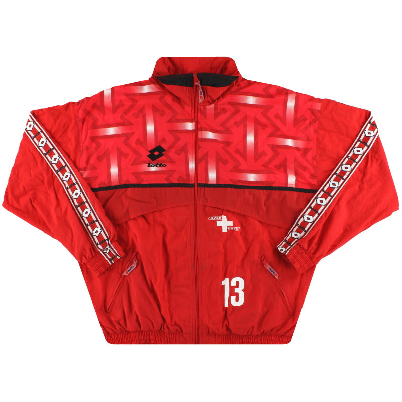 Chaqueta de chándal de jugador (edición para jugador) del Lotto de Suiza 1992-93 #13 XXL