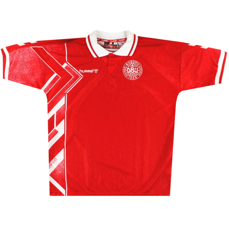 1994-96 Dinamarca Hummel Camiseta Local *Como Nueva* L