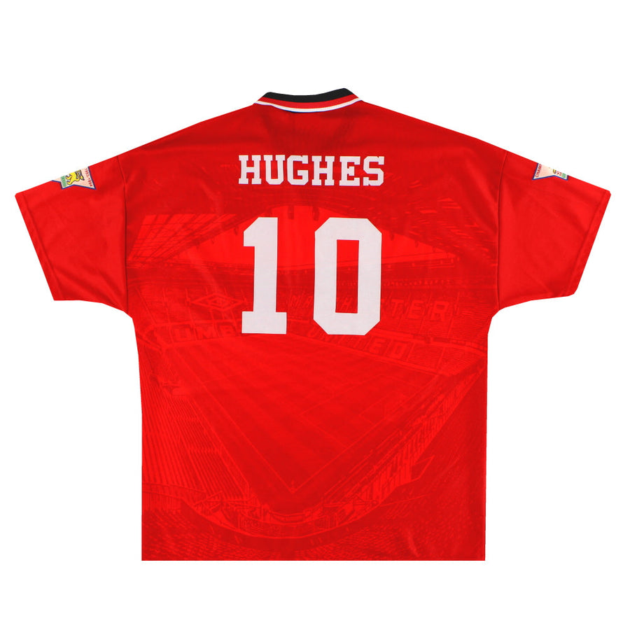 1994-96 Manchester United Umbro Camiseta Titular Hughes #10 *Excelente estado* XL