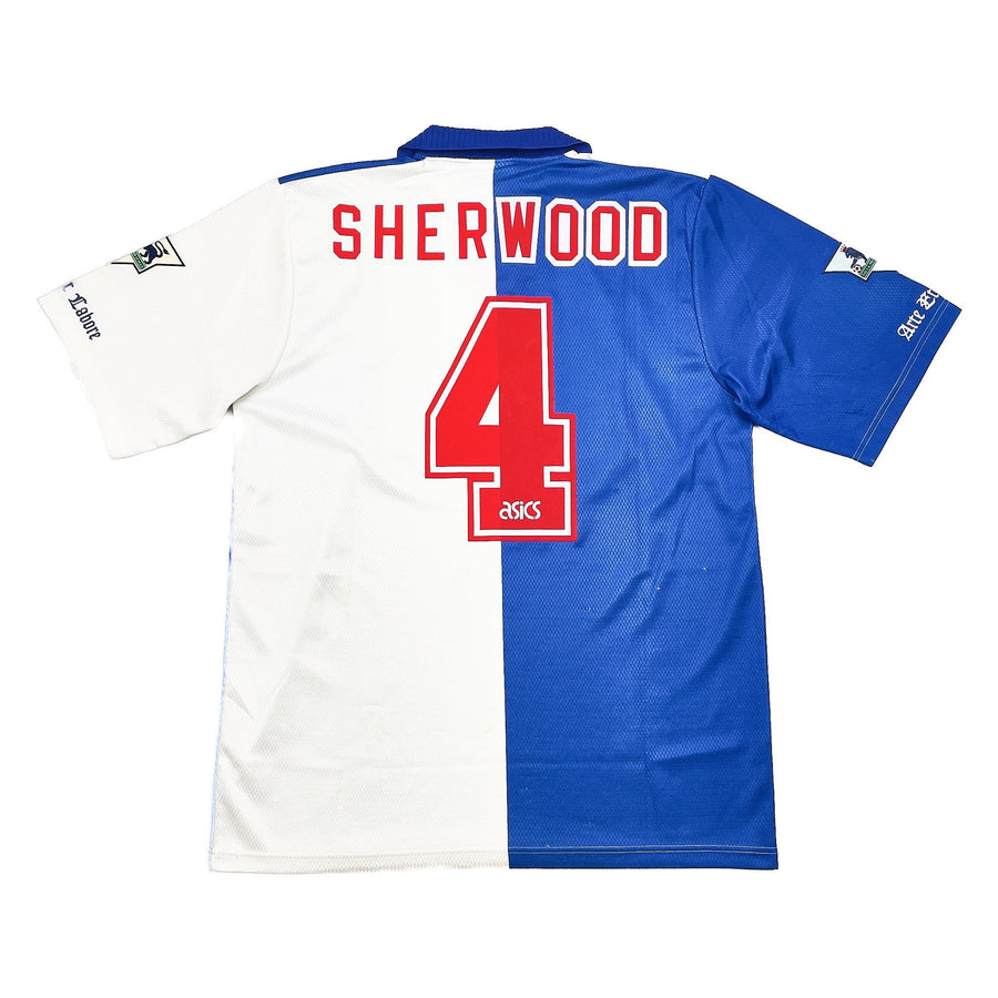 1995/96 Blackburn Rovers Sherwood #4 Camiseta Local (L) Asics