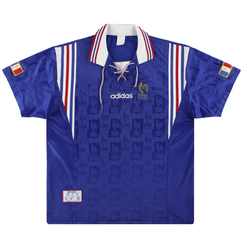 1996-98 France adidas Home Shirt #9 L/XL