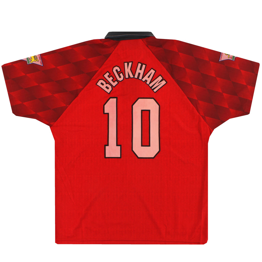 1996-98 Manchester United Umbro 'Double Winners' Camiseta Local Beckham #10 L