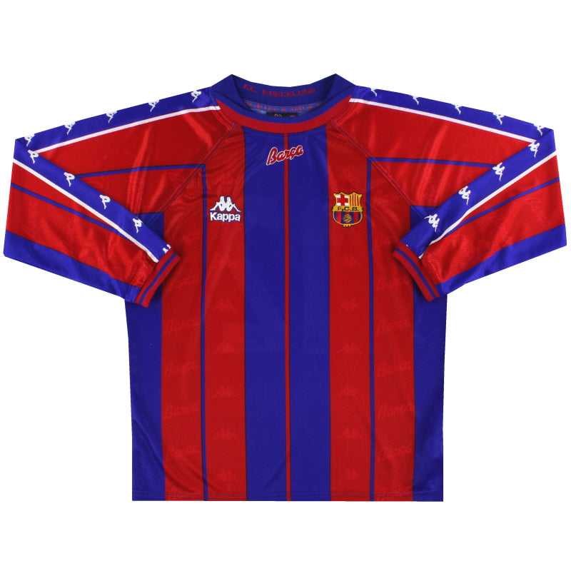 1997-98 Barcelona Kappa Camiseta de Local Match Issue Manga Larga #12 T