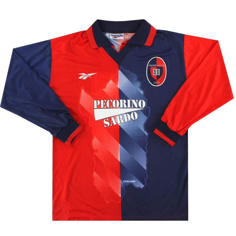 1997-98 Cagliari Reebok Camiseta de Local de Jugador #16 Manga Larga M