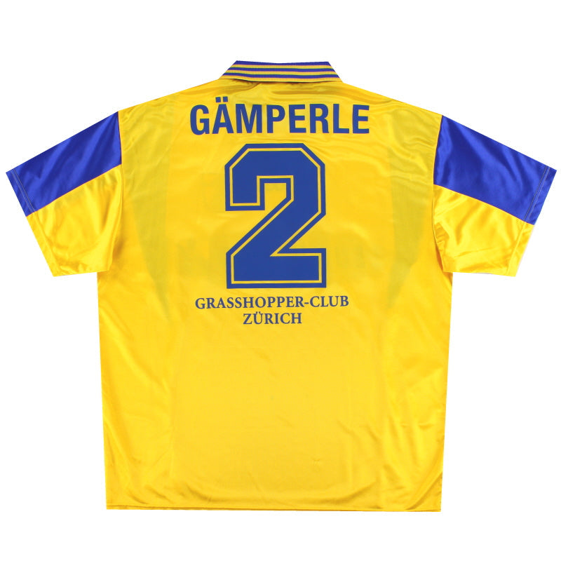 1997-98 Grasshoppers adidas Camiseta de partido de visitante emitida Gamperle #2 XL