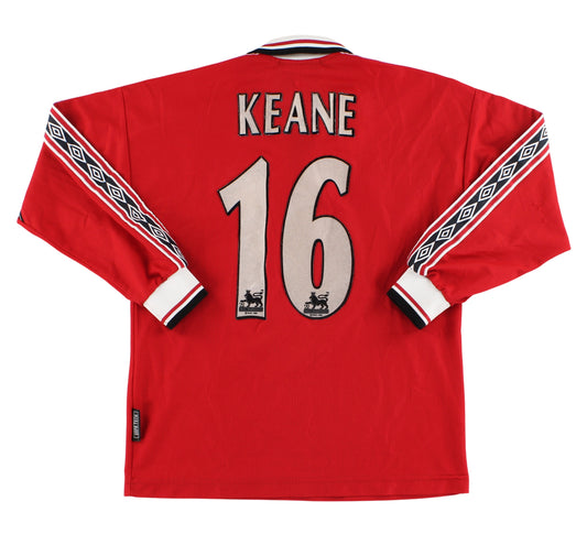 1998-00 Manchester United Umbro Home Shirt Keane #16 L/S