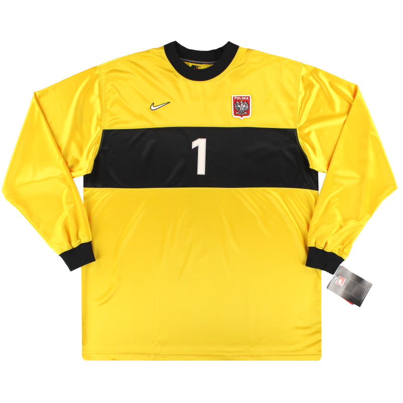 Camiseta de portero Nike de Polonia 1998-99, emitida para partido, #1 *con etiquetas* XXL