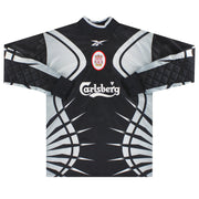 1999-00 Camiseta de portero del Liverpool Reebok James #1 Talla Y