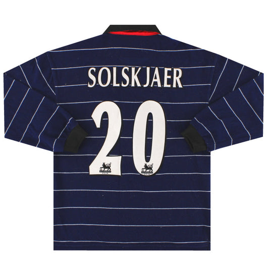1999-00 Manchester United Away Shirt Solskjaer #20 L/S L.Boys