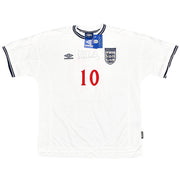 1999/01 Inglaterra Owen #10 *BNWT* Camiseta Local Firmada (XXL) Umbro