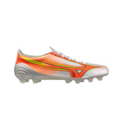 Botas de fútbol Mizuno Alpha III Elite FG/AG - Blanco/Naranja Lava/Onagra