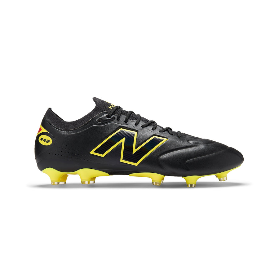 Botas de fútbol New Balance 442 V3 Elite Knit FG - Negro/Amarillo Punch/Rojo Fuego