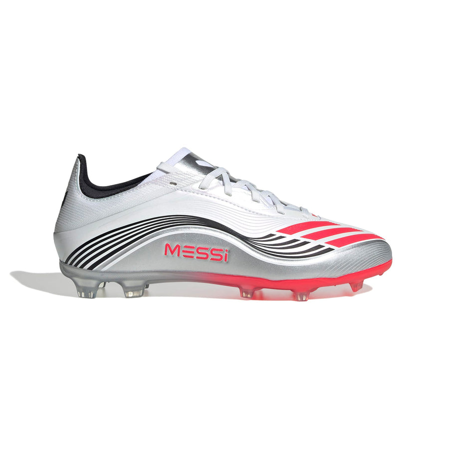 adidas F50 Elite Messi FG/AG Jnr Botas de fútbol - Blanco Ftwr/Rojo Lucid/Plateado Met.