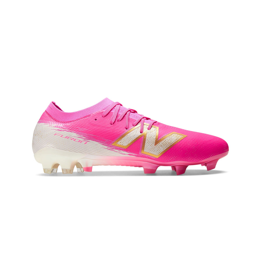 Botas de fútbol New Balance Furon V8 Elite FG - Rosa Caliente/Sal Marina/Dorado Metálico