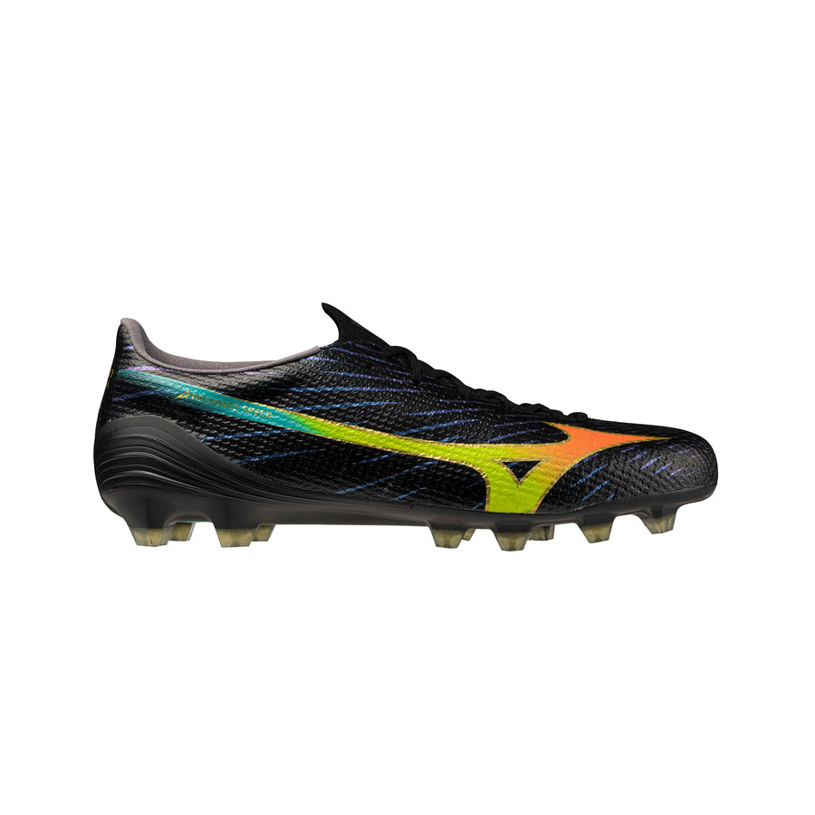 Botas de fútbol Mizuno Alpha III FG/AG (Hechas en Japón) - Negro/Naranja Lava/Onagra