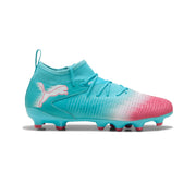 Botas de fútbol Puma Future 8 Match Re-Charge FG/AG Jnr - Azul Héroe/Blanco Puma/Rosa Atardecer