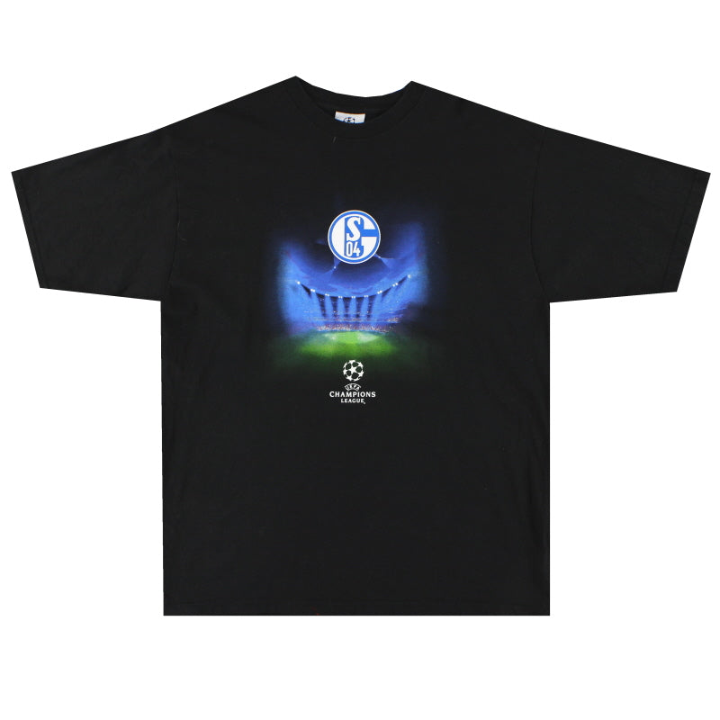 Camiseta de Schalke de los 2000 con gráfico de la Liga de Campeones, talla L