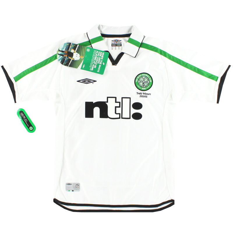Camiseta de visitante Umbro 'Treble Winners' del Celtic 2001-02 *con etiquetas* Talla S