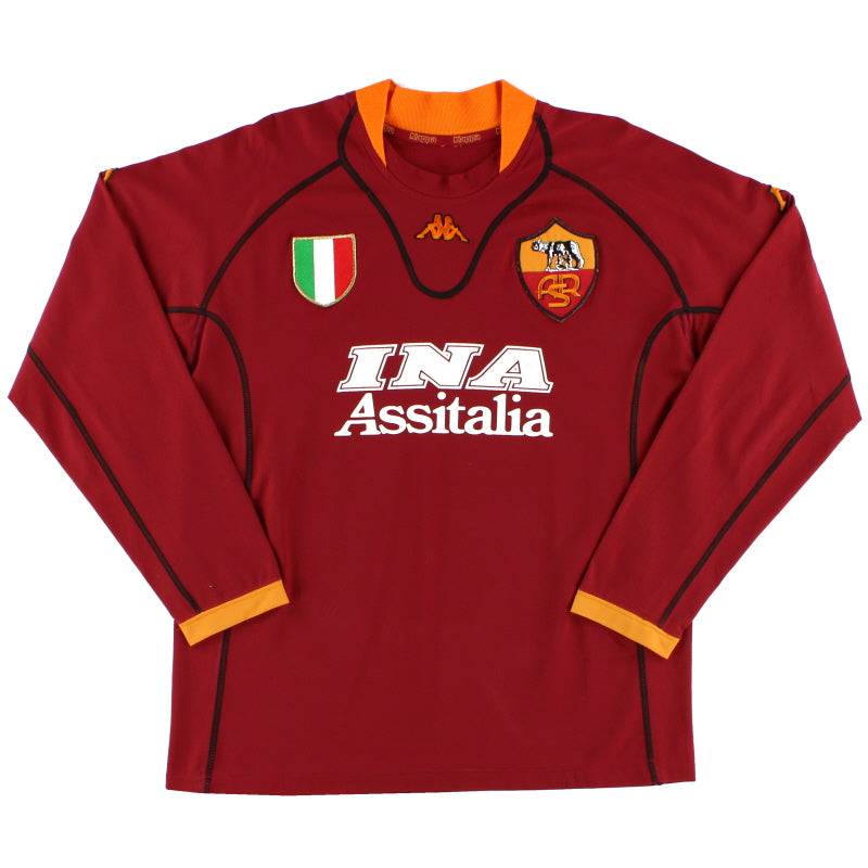 2001-02 Roma Kappa Camiseta Local Manga Larga *Impecable* XXL