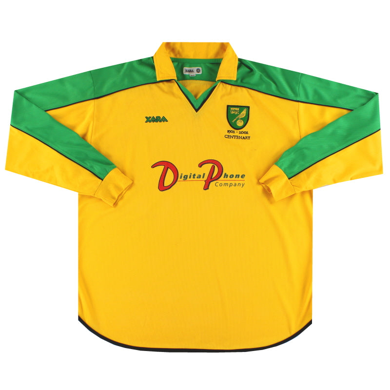 2001-03 Camiseta Norwich City Centenario Local Manga Larga XXL