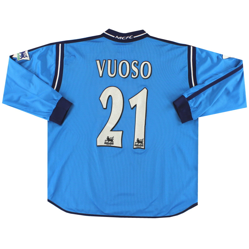 2002-03 Manchester City Le Coq Sportif Camiseta de local de jugador Vuoso #21 Manga Larga XL