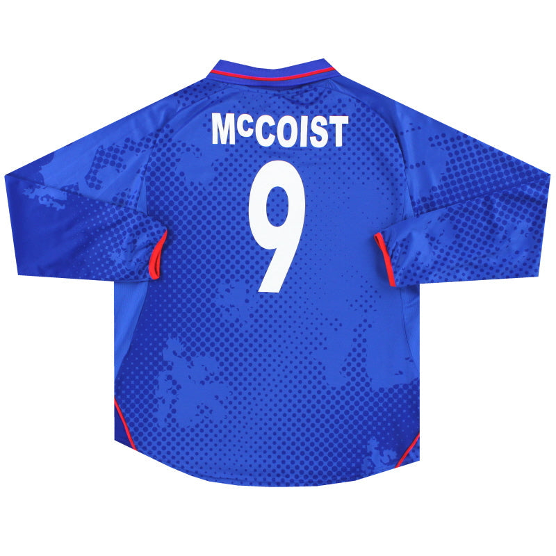 Camiseta Rangers Diadora Home 2002-03 McCoist #9 Manga Larga L