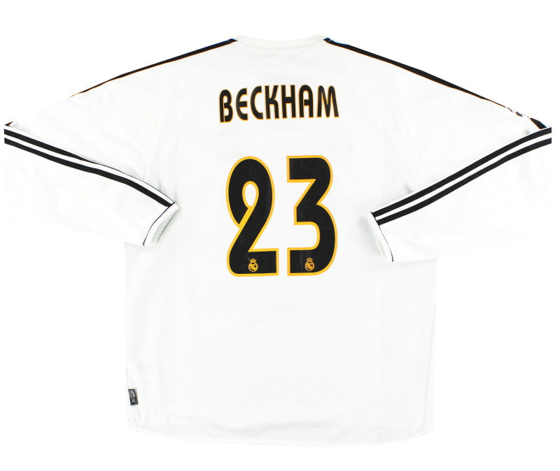 2003-04 Real Madrid adidas CL Home Shirt Beckham #23 L/S XXL