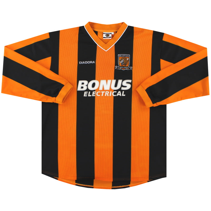 2004-05 Hull City Diadora Camiseta de Local Centenario Manga Larga XL