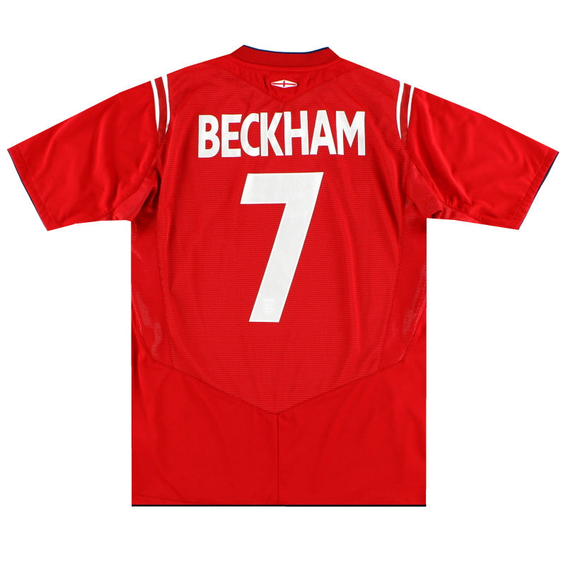 Camiseta de Visitante Umbro de Inglaterra 2004-06 Beckham #7 XL