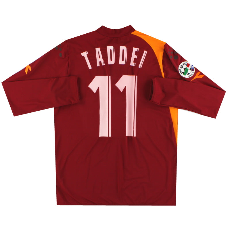 2005-06 Roma Diadora PI Camiseta Local Taddei #11 Manga Larga *Como Nueva* XL