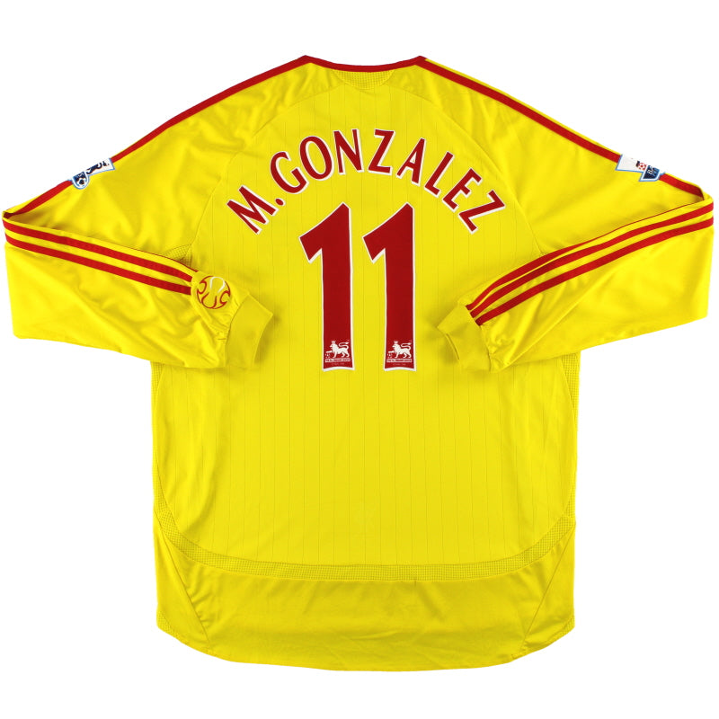 Camiseta de visitante de Liverpool adidas 2006-07 M. González #11 manga larga