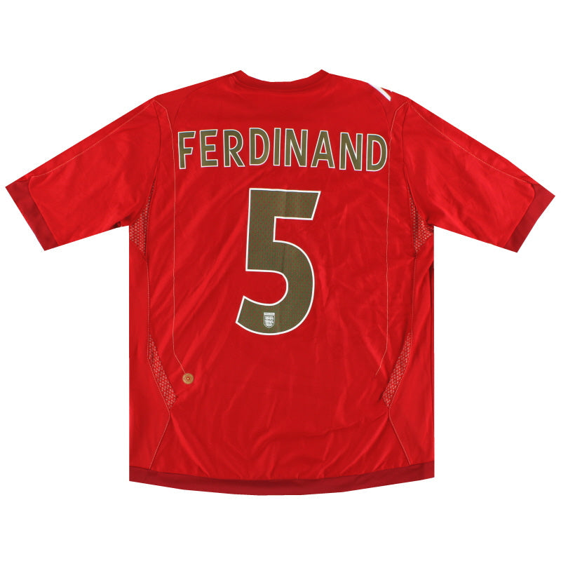 2006-08 Inglaterra Umbro Camiseta Visitante Ferdinand #5 L