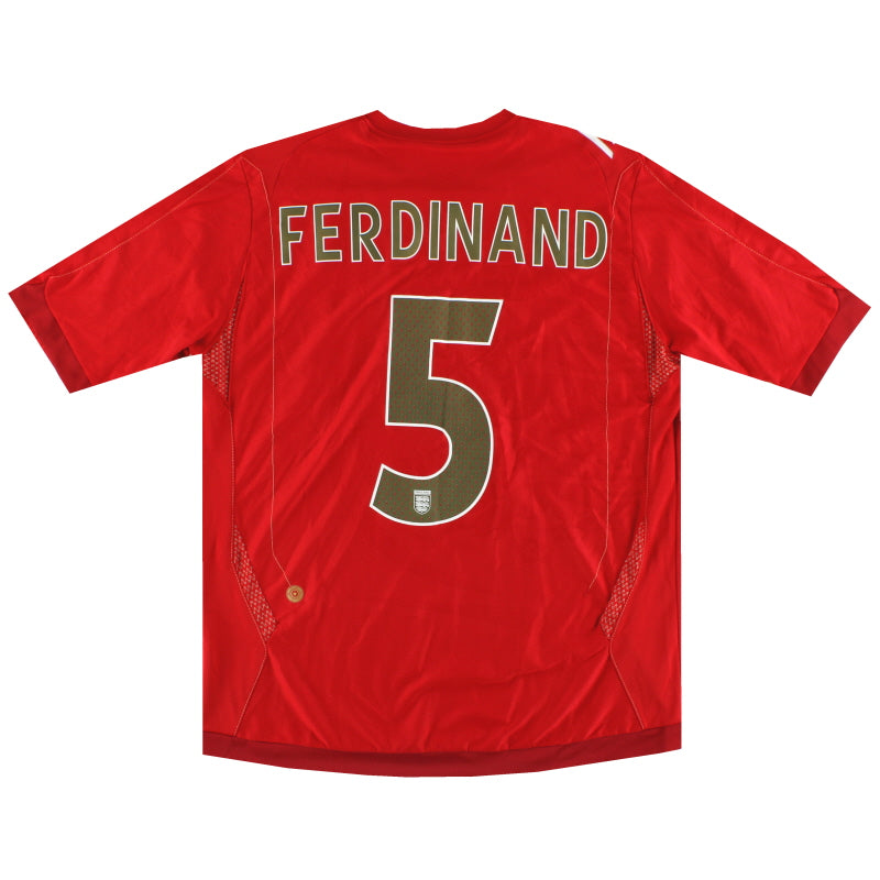 2006-08 Inglaterra Umbro Camiseta Visitante Ferdinand #5 L