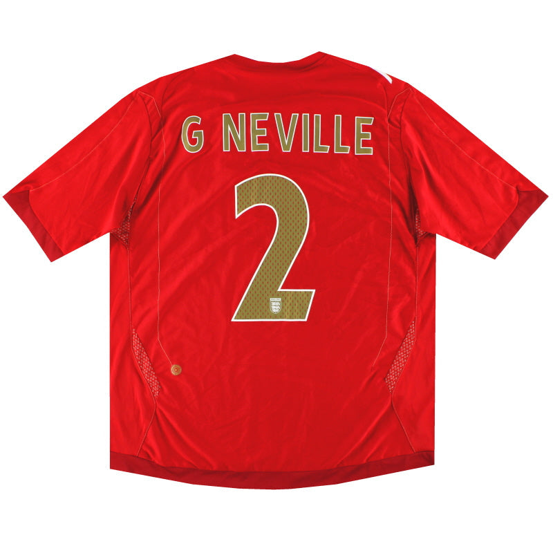 2006-08 Camiseta de la segunda equipación de Inglaterra Umbro G Neville #2 XL